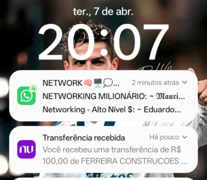 Notificação de transferência Pix recebida